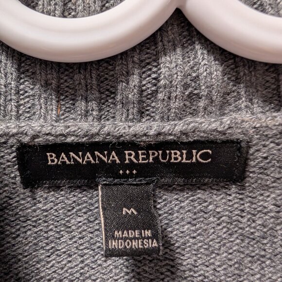 .Banana Republic Gray Cotton Shawl Collar Cardigan Side Pockets Lagenlook Size M - Picture 4 of 5